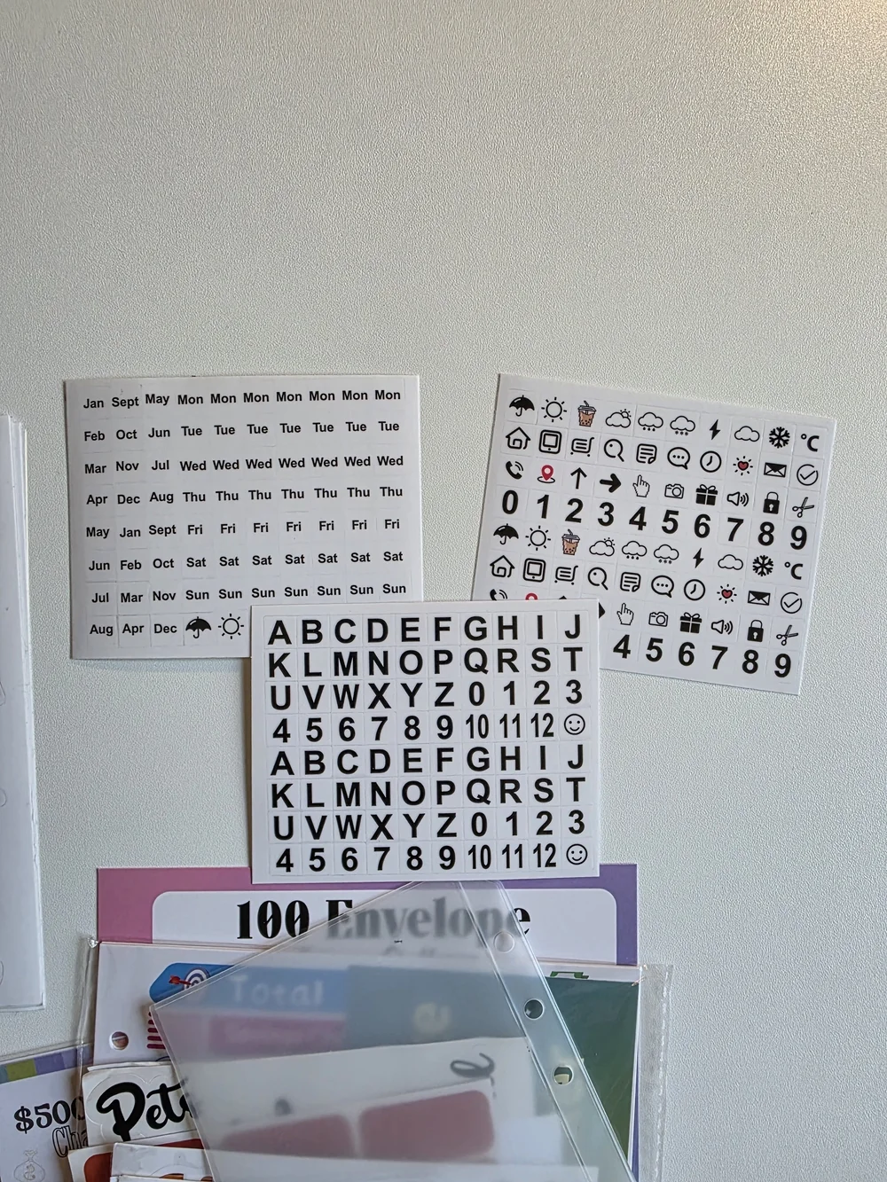 A5 & A6 Savings & Budget Vinyl Sticker Set - Gold & Brown Script LOT